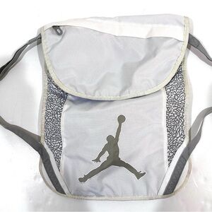 Nike Air Jordan Brand Gym Sack Bag Backpack Laptop White & Gray W Straps
